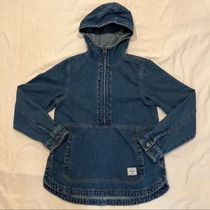 Herschel Pullover Denim Hoodie Anorak Jacket Sz XS